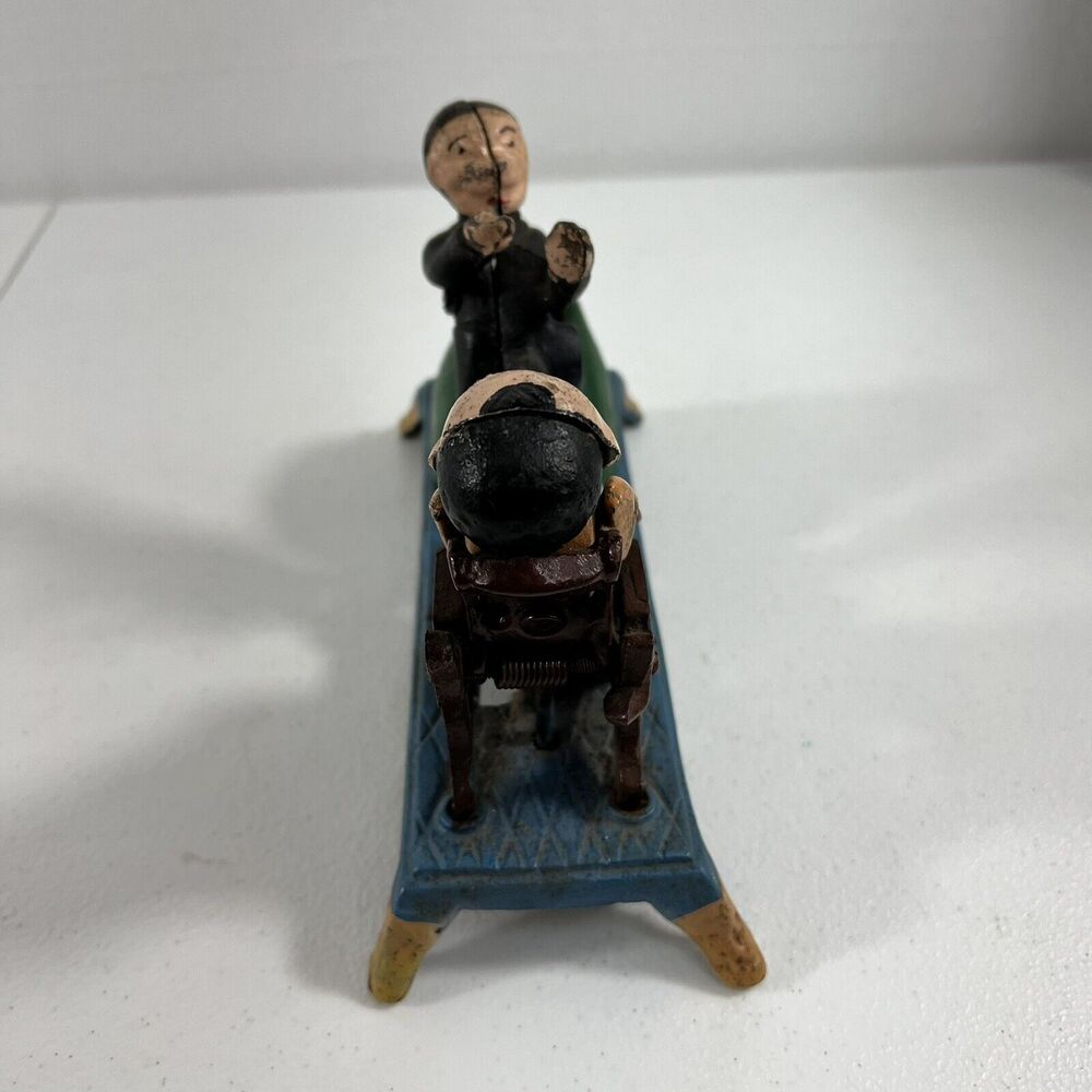 Vintage Cast Iron The Dentist Chair Pulling Teeth Mechanical Bank - Picture 3 of 12